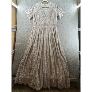 Merokeety Floral Lace Overlay Lined Maxi Dress Size 2XL